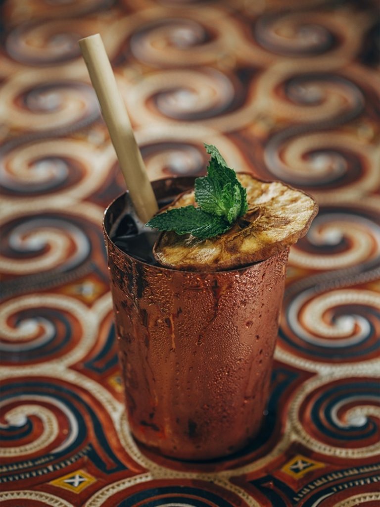 Curcuma Plus: A sweet and sour vodka cocktail, served from the bar at Kaum restaurant at Desa Potato Head in Seminyak, Bali