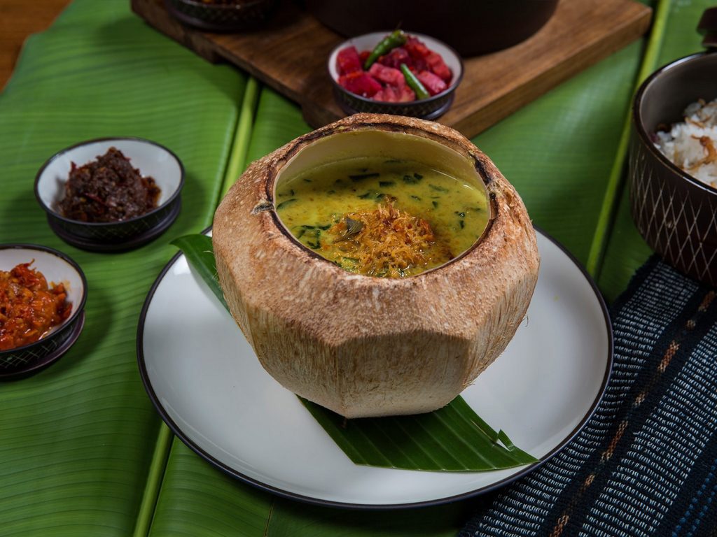 Bobor Daun Kelor Kelapa Muda is a short ribs soup served at Kaum Restaurant located at Desa Potato Head in Seminyak, Bali.