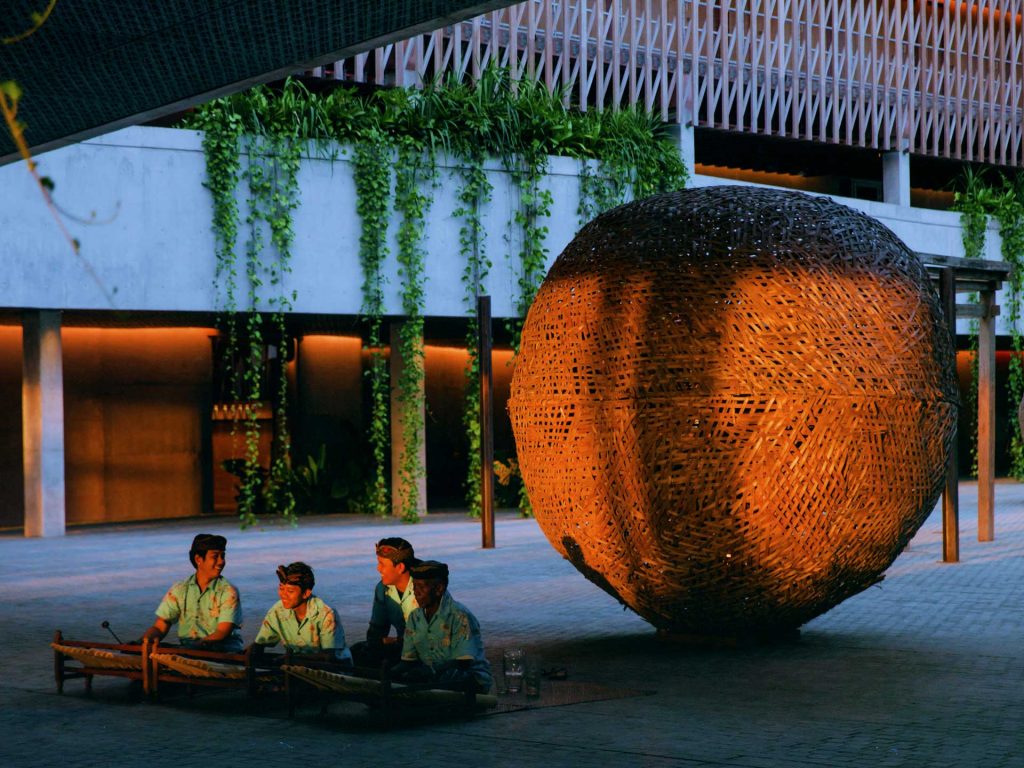 Group of men playing Gamelan at Desa Potato Head, Seminyak, Bali